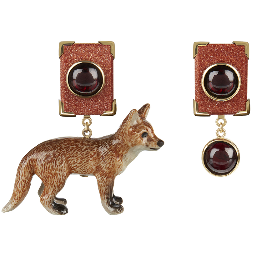 porcelain fox earring