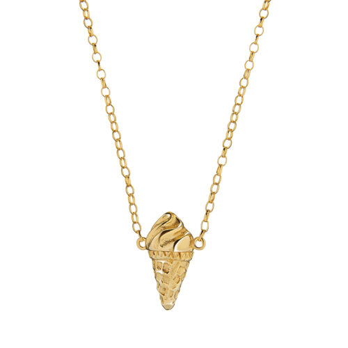 gold ice cream cone necklace pendant