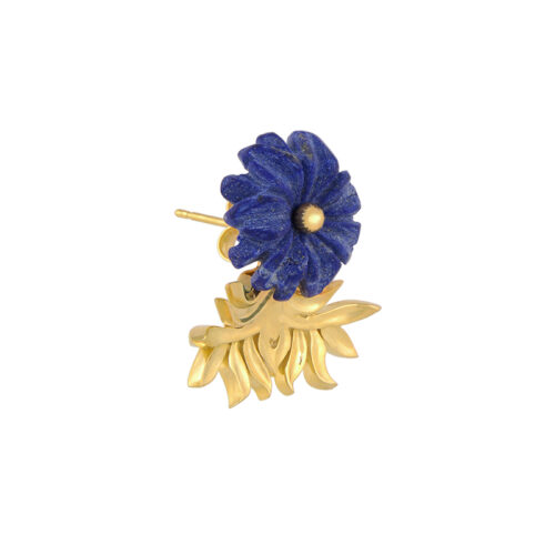 hand carved lapis lazuli flower earring