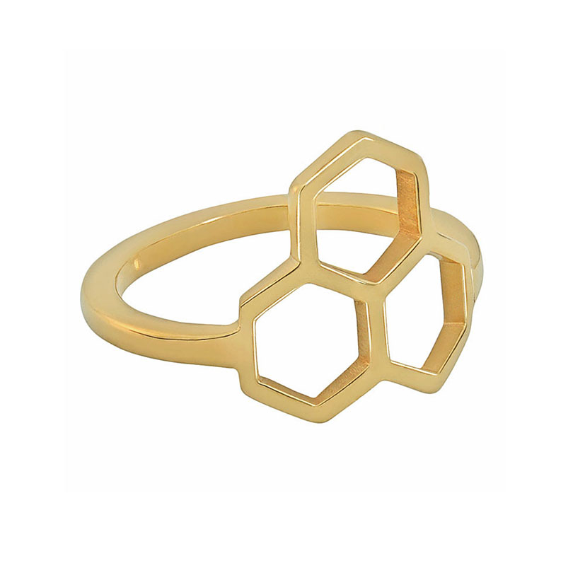 gold plated honeycomb ring