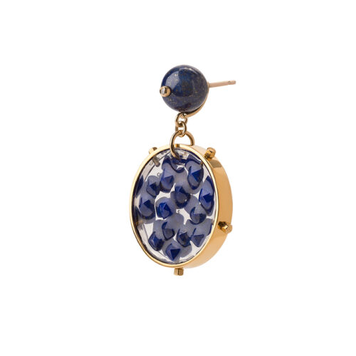 gold lapis lazuli and diamond drop earrings