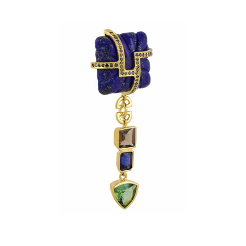 side view of statement lapis lazuli earring