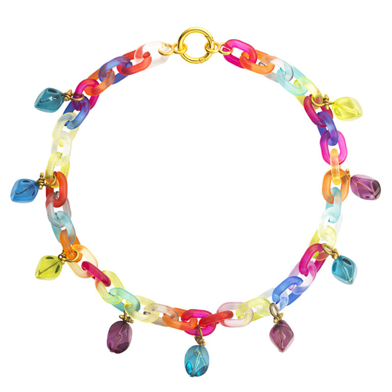 colourful acrylic chain necklace using vintage plastics