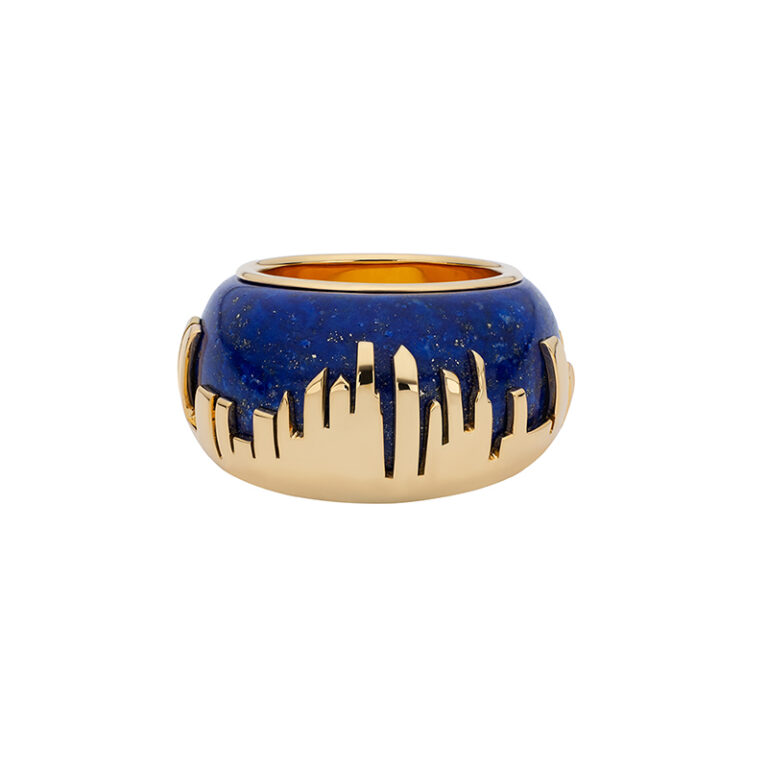 18ct yellow gold and lapis lazuli cocktail ring