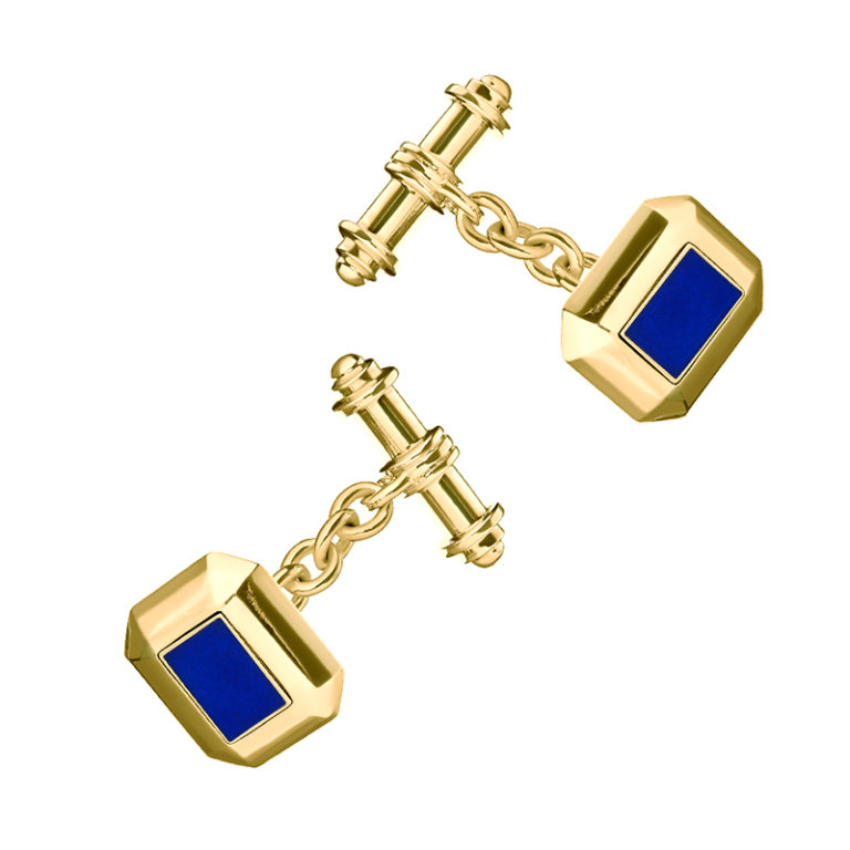 18ct yellow gold vermeil and enamel chain-link cufflinks