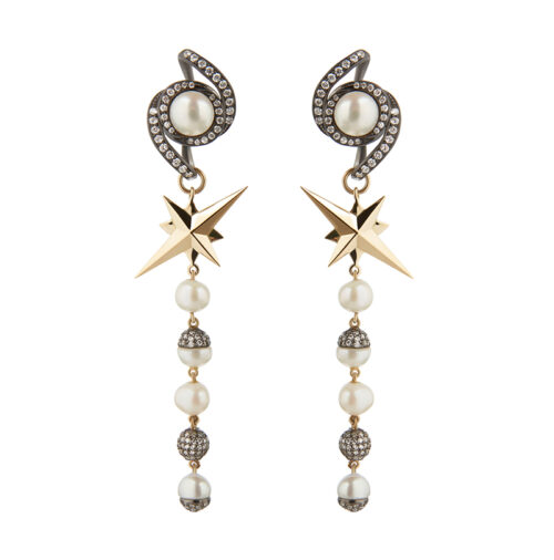 pearl and diamond chandelier earrings