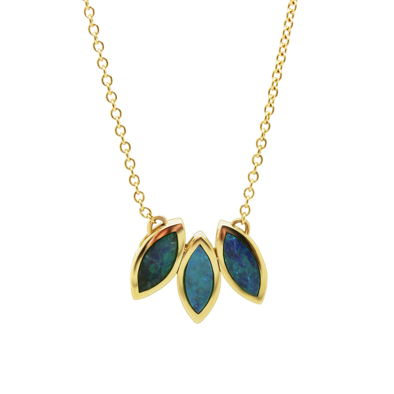 bespoke yellow gold and opal necklace