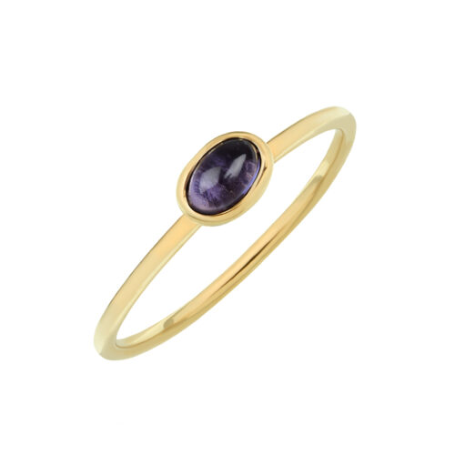 cabochon iolite stacking ring in gold