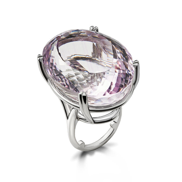 large amethyst and platinum cocktail ring
