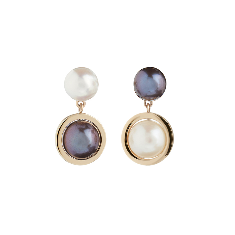 black and white mismatching pearl earrings