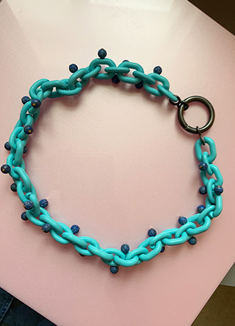 lucite lapis chain necklace