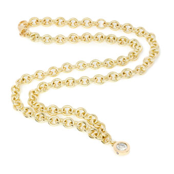 bespoke chunky gold chain necklace with diamond pendant