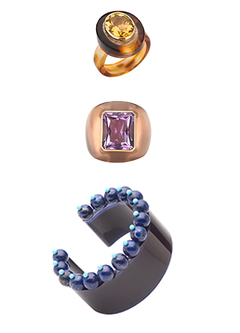 resin gemstone lucite rings and bracelet