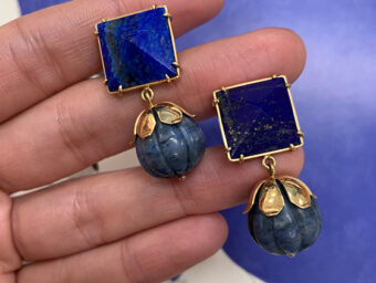 lapis and sodalite gemstone drop earrings by tessa packard