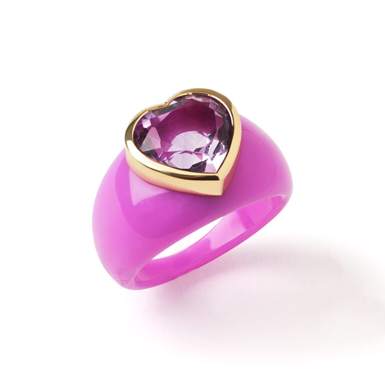 PINK HEART gemstone ring