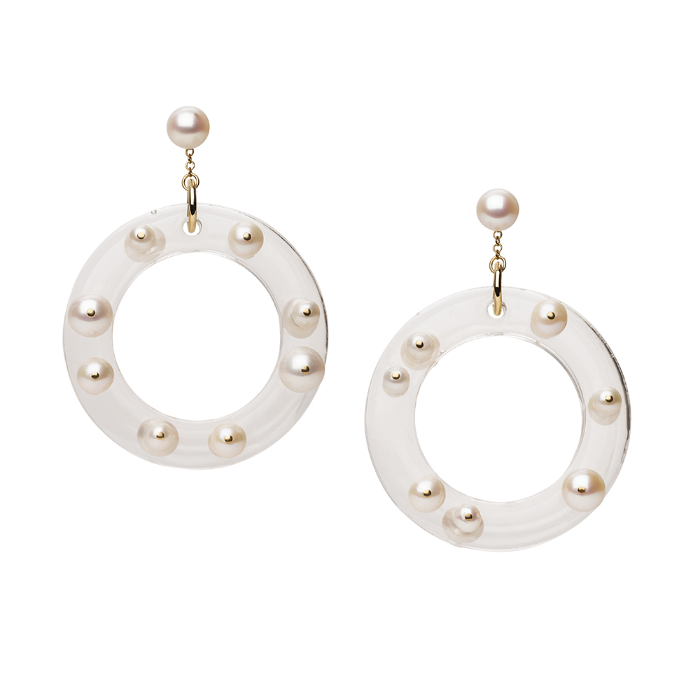 pearl and lucite gold earrings