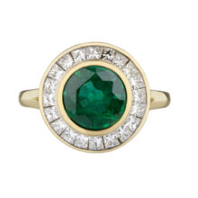 emerald and diamond art deco engagement ring