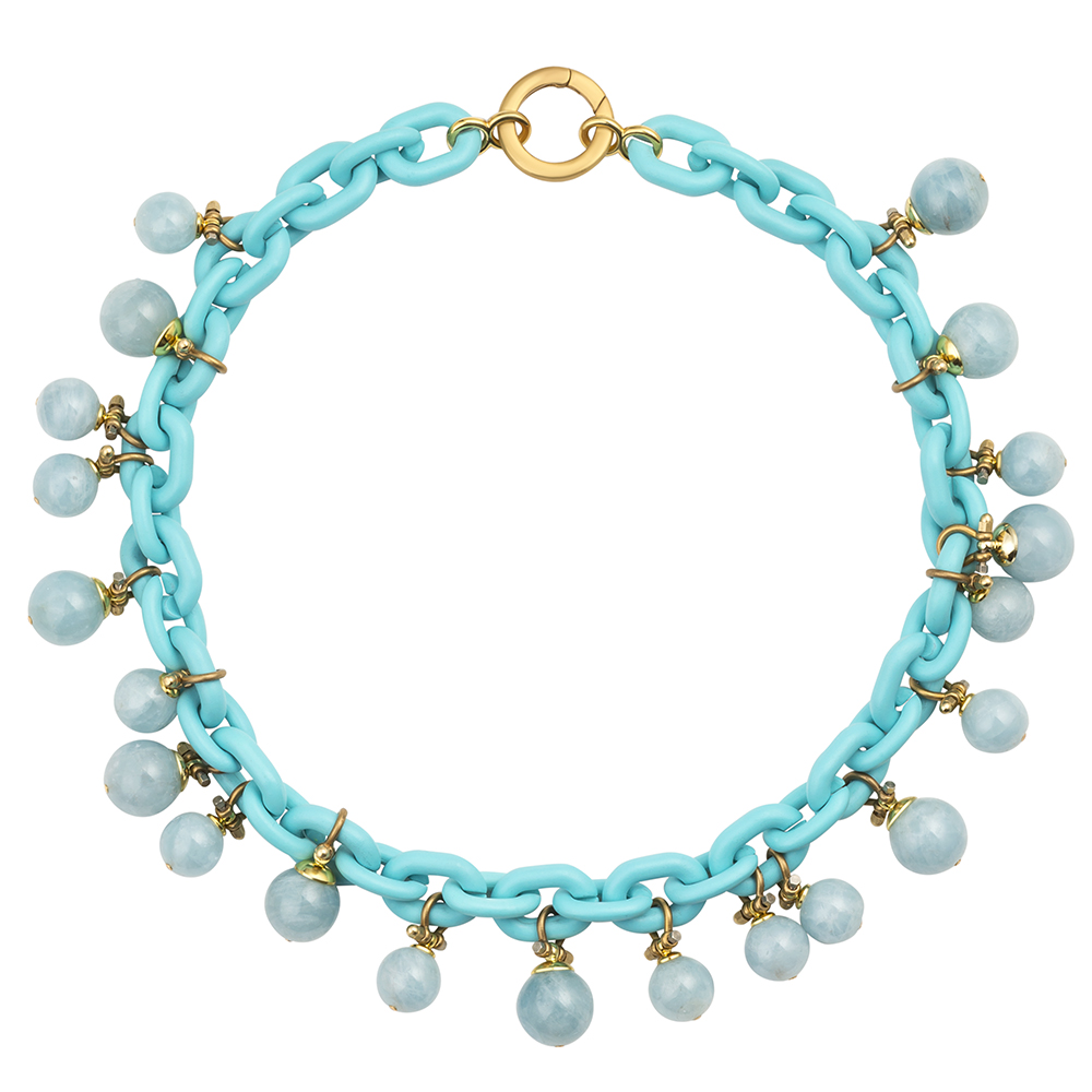 turquoise aquamarine chain necklace