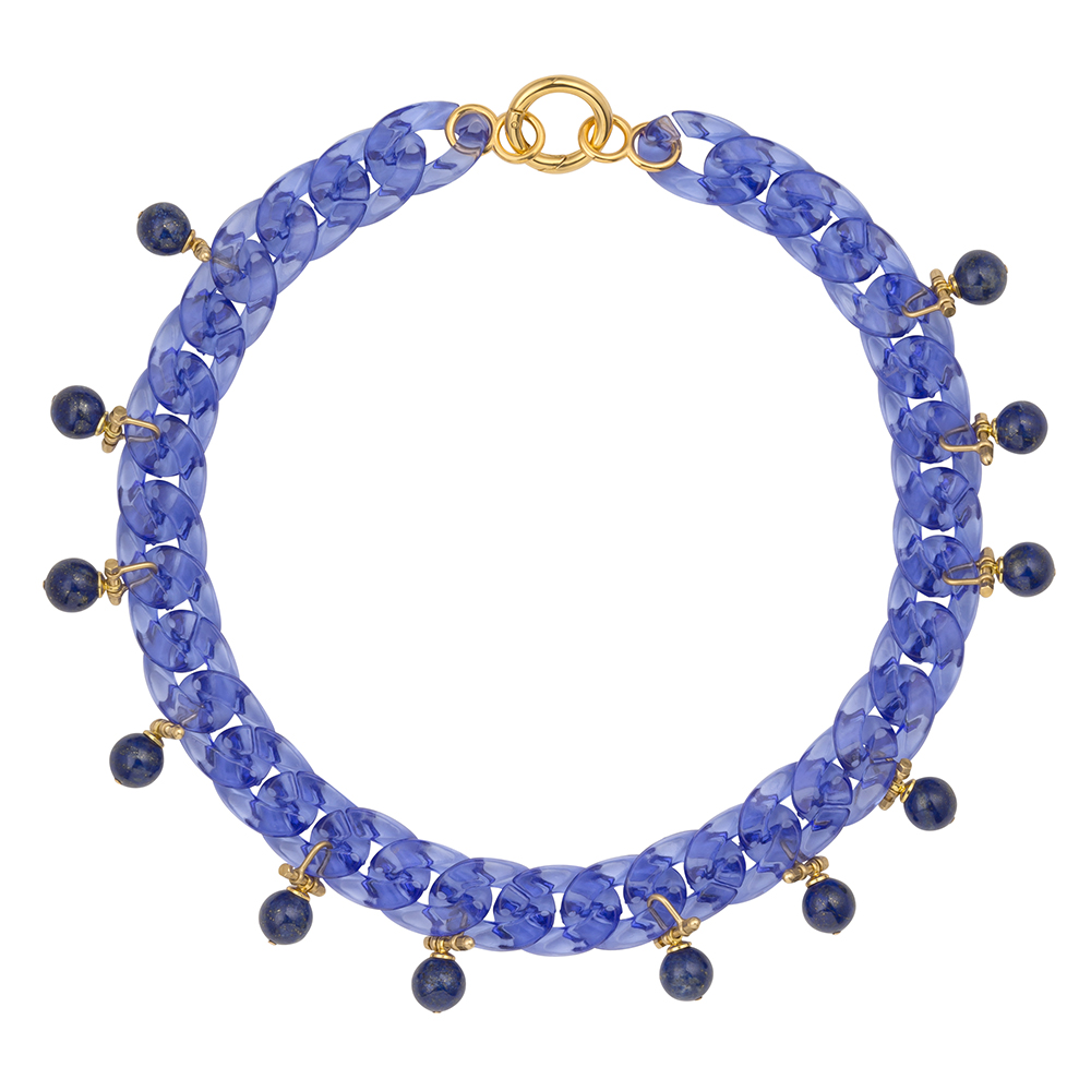 blue chain lapis lucite necklace