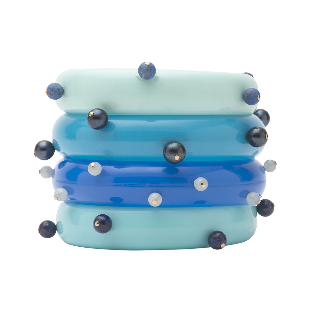 gemstone blue lucite stacking bangles