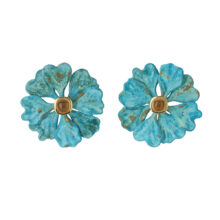 verdigris flower citrine earrings
