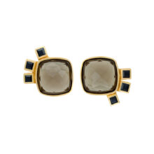smokey quartz and black sapphire earrings