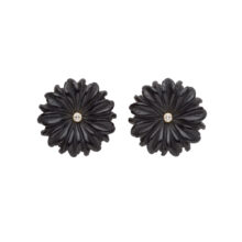 carved black onyx flower earrings