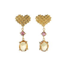 gemstone heart earrings