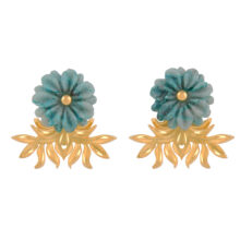 green amazonite flower earrings