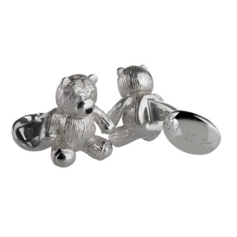 silver teddy cufflinks