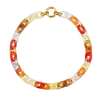 orange yellow vintage lucite chain necklace