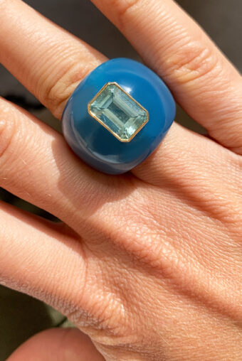 chunky blue lucite ring
