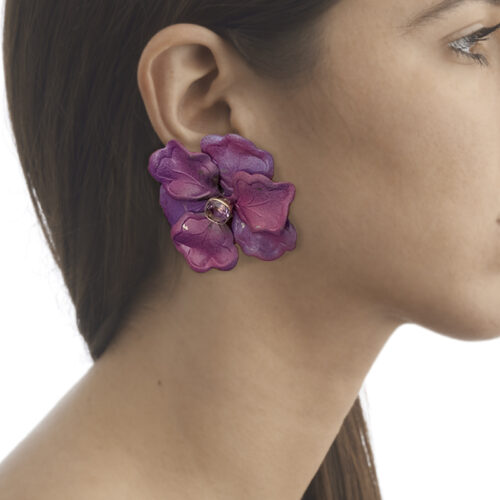 statement floral flower purple earrings
