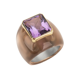 amethyst resin lucite cocktail ring