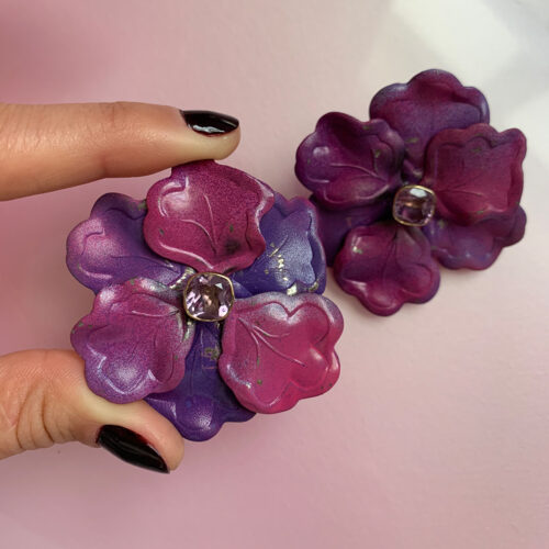 beautiful clip flower earrings