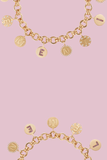 chunky gold birthstone charm bracelet