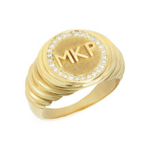 diamond birthstone gold signet ring