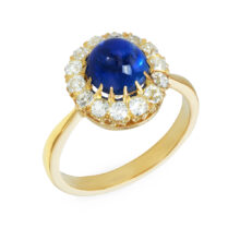 gold and sapphire and diamond ring remodelled from dress stud