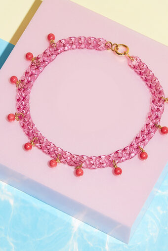 lucite pink chain necklace