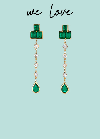 emerald and diamond bespoke earrings