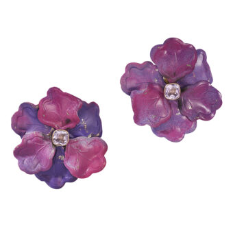 pink purple amethyst flower earrings