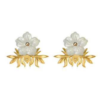pearl flower earrings with gold petals