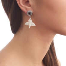 white bone bird earrings