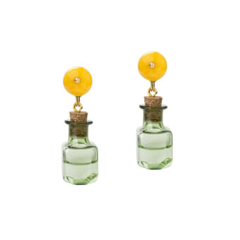 glass bottle and bead gemstone earrings