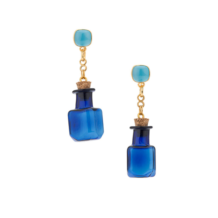 blue bottle earrings