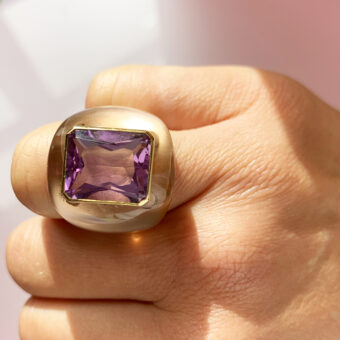 amethyst and lucite cocktail ring