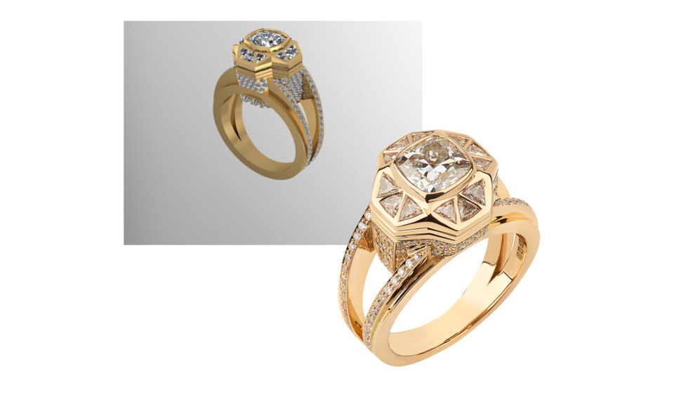 GOLD ENGAGEMENT RING CAD