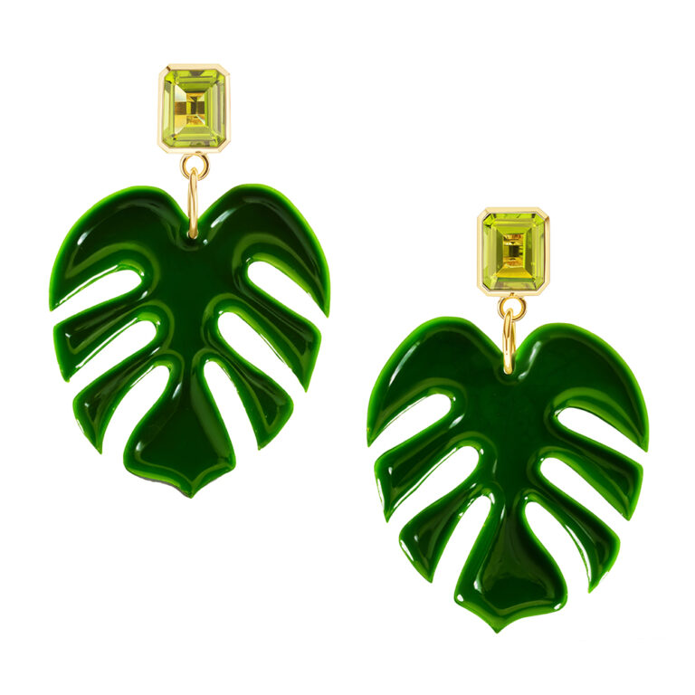 peridot leaf earrings