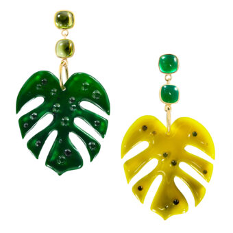 gemstone tropical leaf earrings