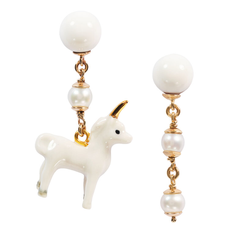 white unicorn earrings